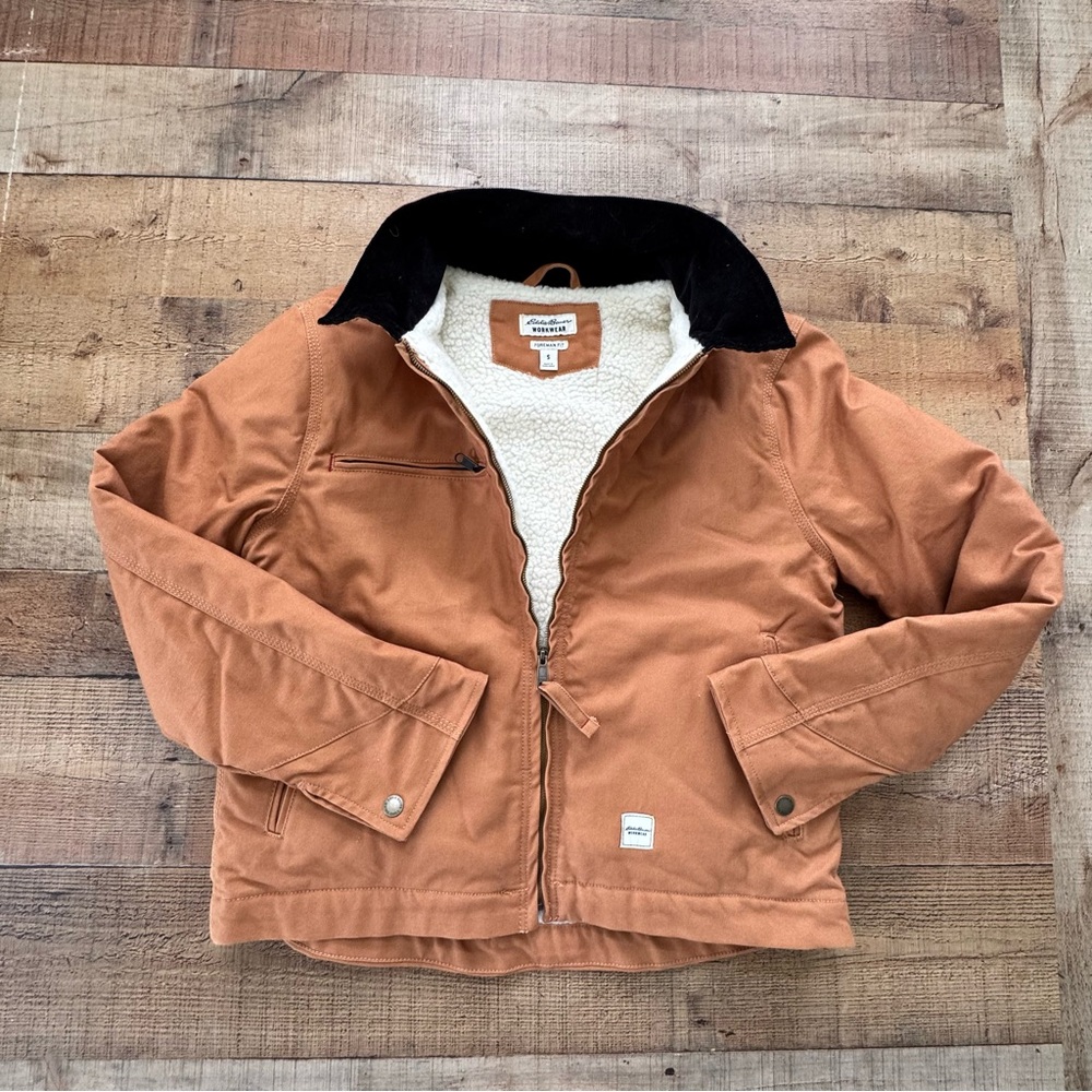 Eddie Bauer Workwear Foreman Fit Jacket Faux Sherpa Lining SMALL NWOT
